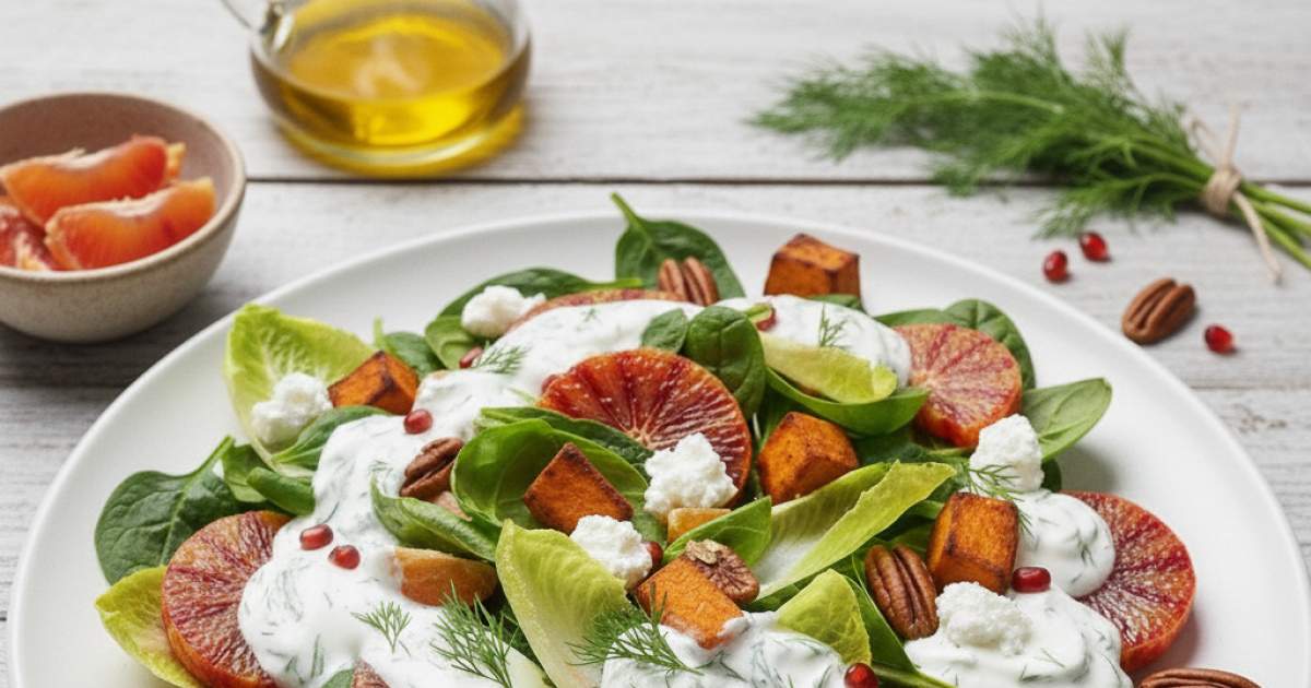 Recepta amanida d'hivern amb salsa de iogurt