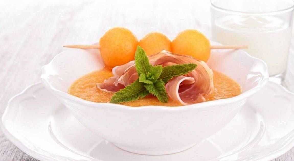 Recepta Sopa de meló amb iogurt i pernil